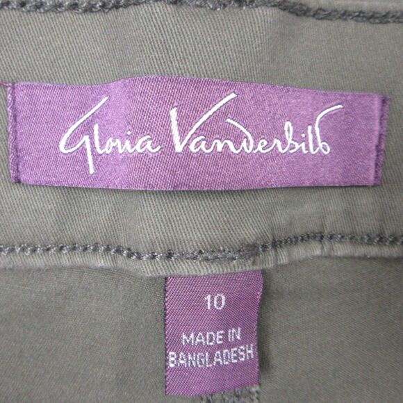 GLORIA VANDERBILT Tummy Control Wide Leg Crop Pants Sz 10 Army Green Olive NWT - Picture 7 of 15